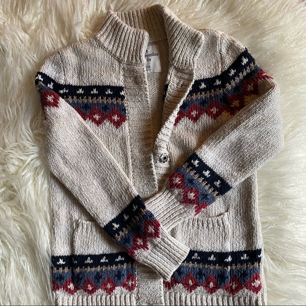 Abercrombie Kids Fair Isle Boys Cardigan, Size 9/10